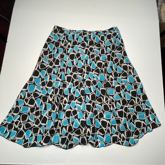 Christopher & Banks Dresses & Skirts - Christopher & Banks Size 4 Geometric Abstract Print A-Line Skirt Blue Black
